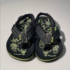 Reef Kids Black and Lime Green Nautical Flip Sandals
